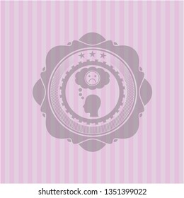 depression icon inside pink emblem. Vintage.