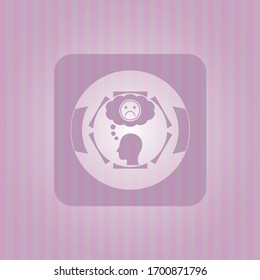 icono de depresión dentro del emblema rosado. Retro