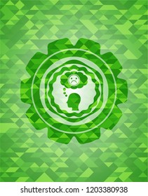 depression icon inside realistic green emblem. Mosaic background