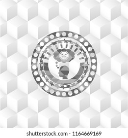 depression icon inside realistic grey emblem with cube white background