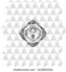 depression icon inside realistic grey emblem with cube white background