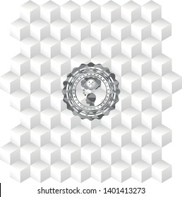 depression icon inside realistic grey emblem with cube white background