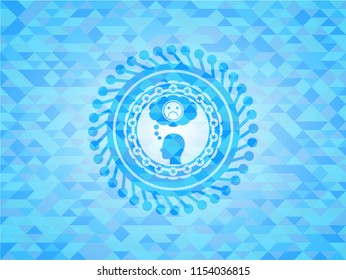 depression icon inside realistic light blue mosaic emblem
