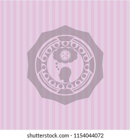 depression icon inside realistic pink emblem