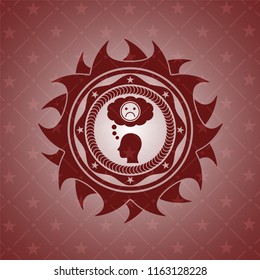 depression icon inside realistic red emblem