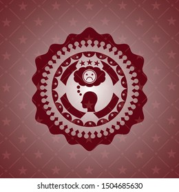 depression icon inside realistic red emblem