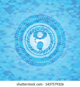 depression icon inside realistic sky blue emblem. Mosaic background