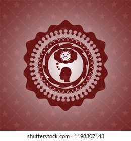 depression icon inside red emblem. Vintage.