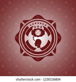 depression icon inside red emblem