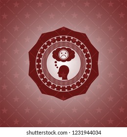 depression icon inside red emblem. Vintage.