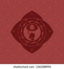 depression icon inside red emblem