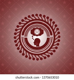 depression icon inside red emblem. Retro