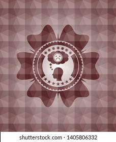 depression icon inside red geometric emblem. Seamless.