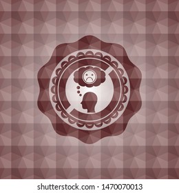 depression icon inside red geometric emblem. Seamless.