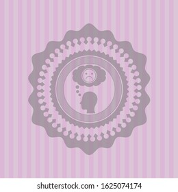 depression icon inside retro pink emblem