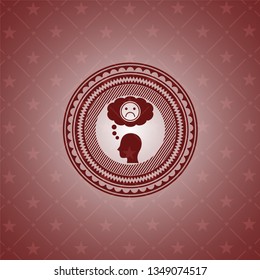 depression icon inside retro red emblem