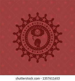 depression icon inside retro red emblem