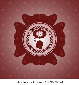 depression icon inside retro red emblem