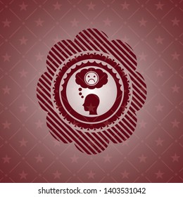 depression icon inside retro red emblem