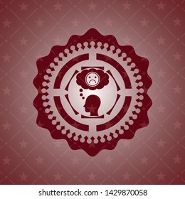 depression icon inside retro red emblem