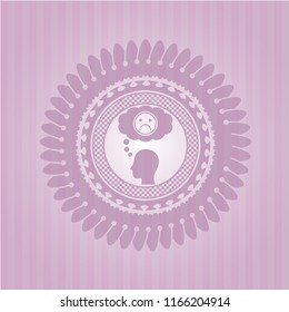 depression icon inside retro style pink emblem