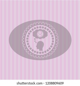 depression icon inside retro style pink emblem