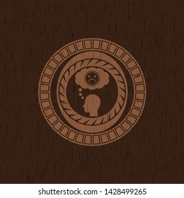 depression icon inside retro style wooden emblem