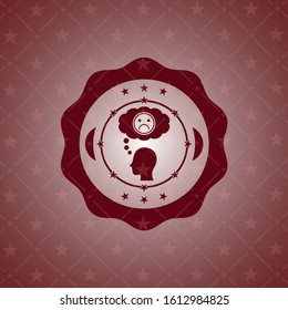 depression icon inside retro style red emblem