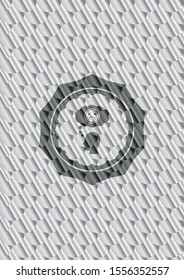 depression icon inside shiny silver badge. Scales pattern. Vector Illustration. Detailed.