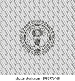depression icon inside silver color badge or emblem. Scales pattern. Vector Illustration. Detailed. 