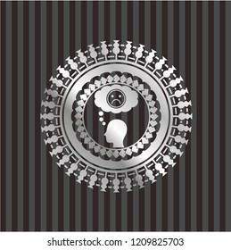 depression icon inside silver shiny badge