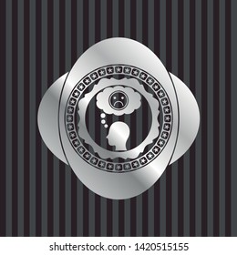 depression icon inside silver shiny badge