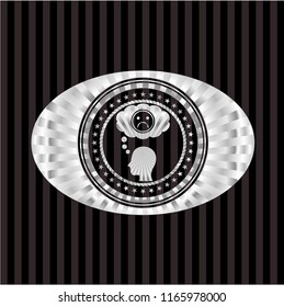 depression icon inside silvery badge or emblem