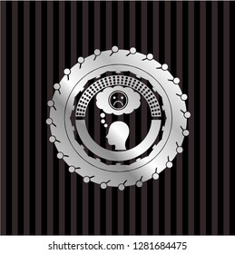 depression icon inside silvery badge or emblem
