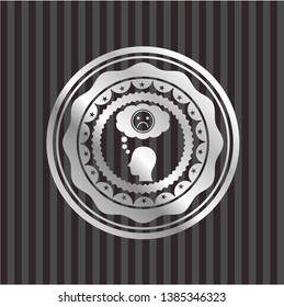 depression icon inside silvery badge or emblem