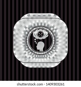 depression icon inside silvery badge or emblem