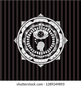 depression icon inside silvery emblem or badge