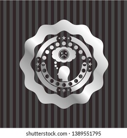 depression icon inside silvery emblem or badge