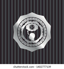 depression icon inside silvery shiny badge