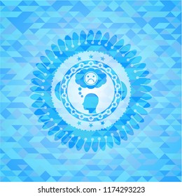 depression icon inside sky blue mosaic emblem