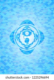 depression icon inside sky blue emblem with mosaic background