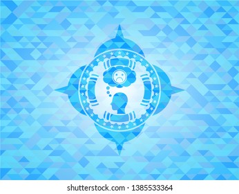 depression icon inside sky blue emblem. Mosaic background