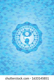 depression icon inside sky blue emblem with mosaic ecological style background