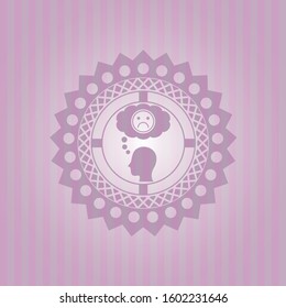 depression icon inside vintage pink emblem