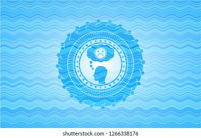 depression icon inside water badge background.