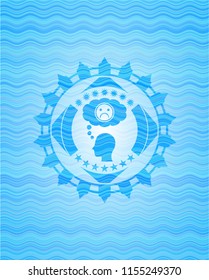 depression icon inside water wave concept emblem background.