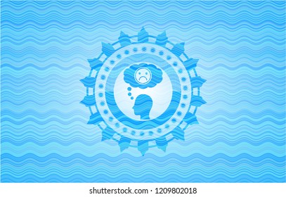 depression icon inside water wave concept emblem background.