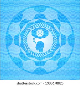 depression icon inside water wave style emblem.