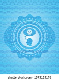 depression icon inside water wave badge.