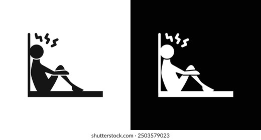 Depression icon line art vector